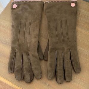 NWT COACH womens suede gloves dark brown size 7.5.